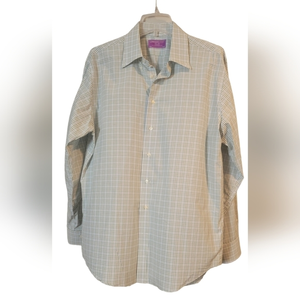Lorenzo Uomo‎ Trim Fit Men's Long Sleeve Dress Shirt Plaid Cotton 16.5 34/35